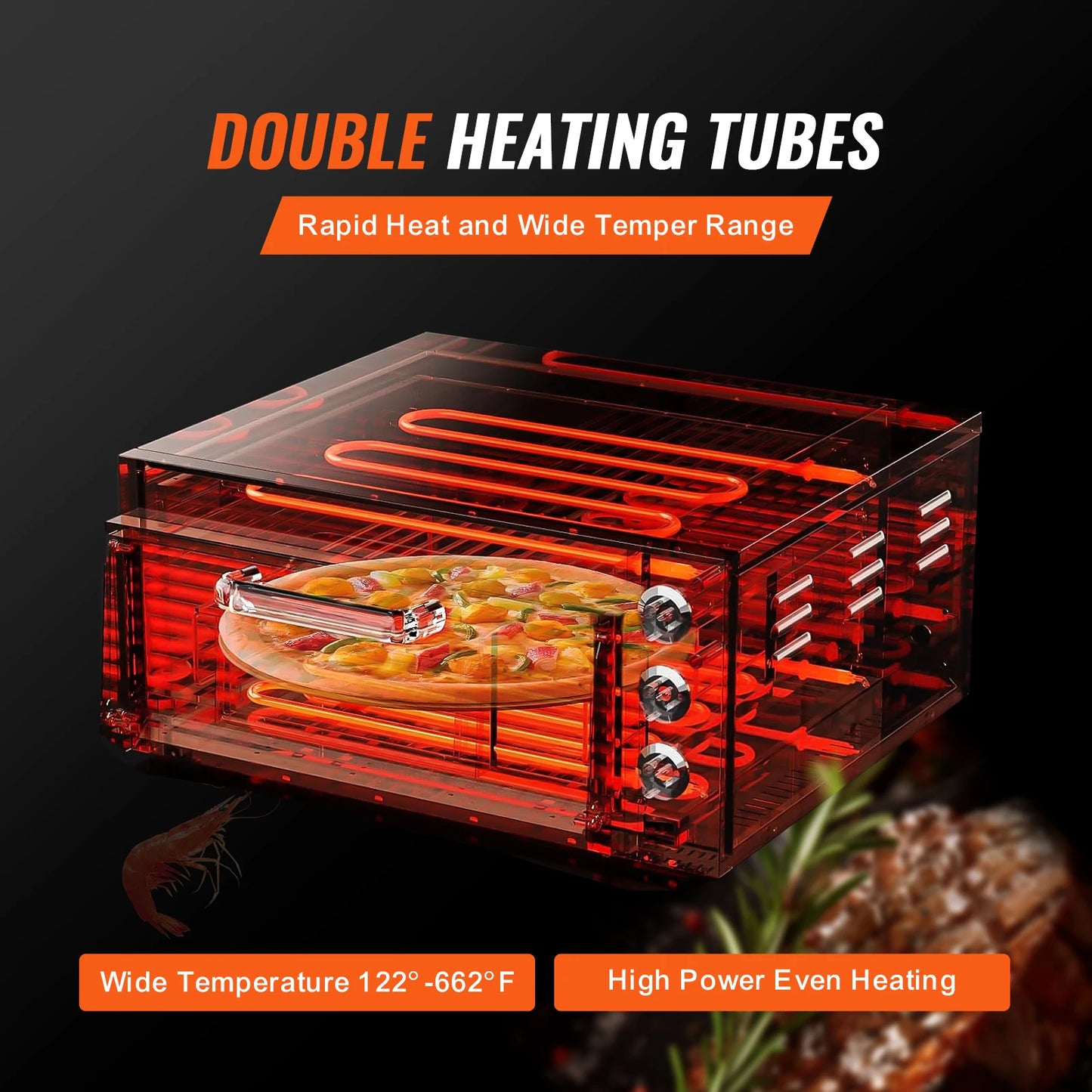VEVOR Commercial Pizza Oven Countertop Single Deck Layer Stainless Steel Electric Pizza Oven with Stone and Handle Pizza Maker Free Shipping