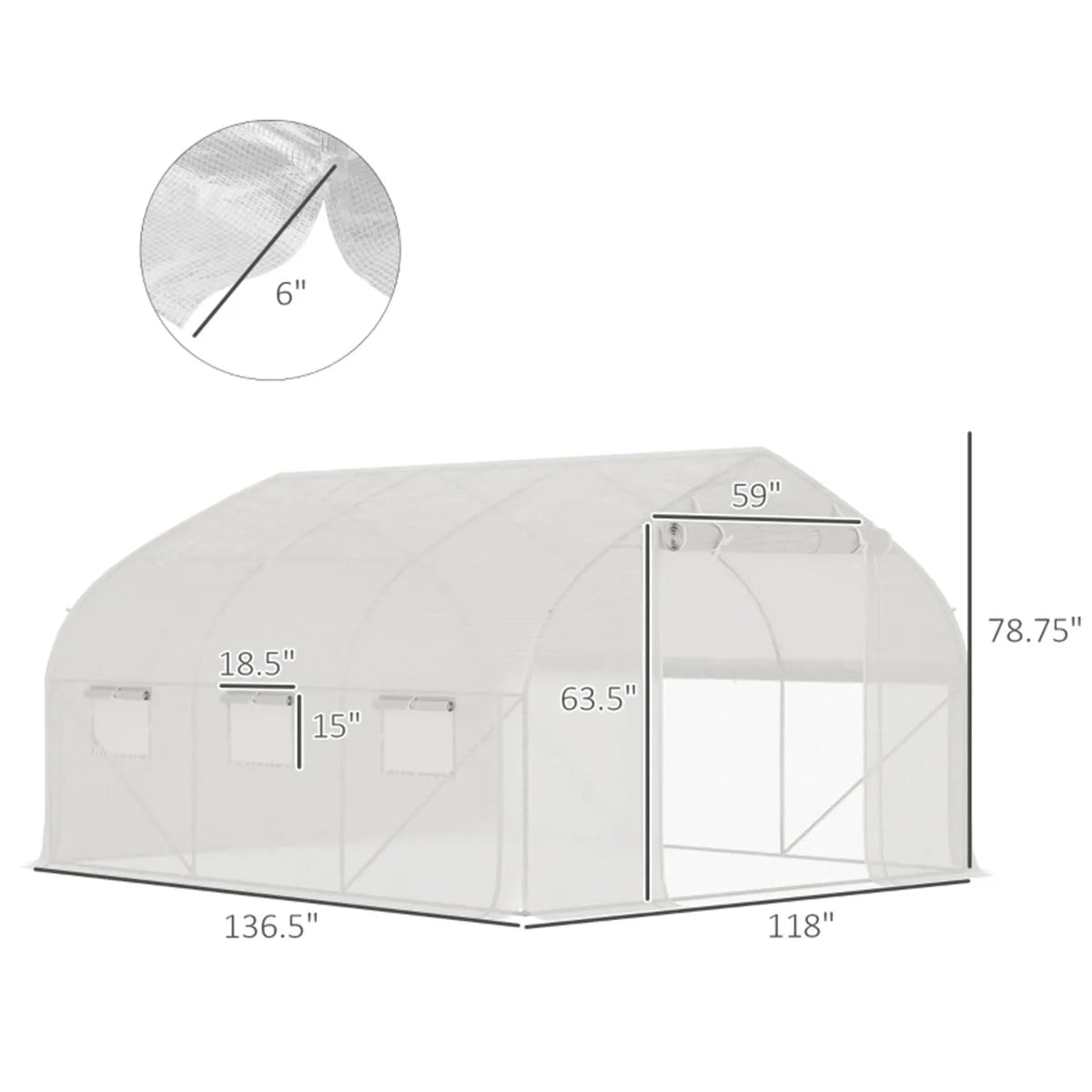 11.4' x 9.8' x 6.6' Outdoor Walk-in Greenhouse, Tunnel GreenHouse with Roll-up Windows, Zippered Door, PE Cover Steel Frame Free Shipping