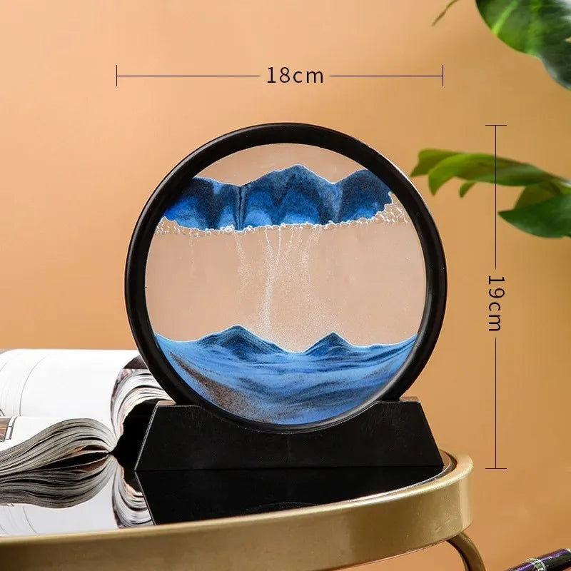 3D Hourglass Quicksand Moving Sand Art Picture Round Glass Deep Sea Sandscape Craft Flowing Painting Office Home Decor Gift FREE SHIPPING