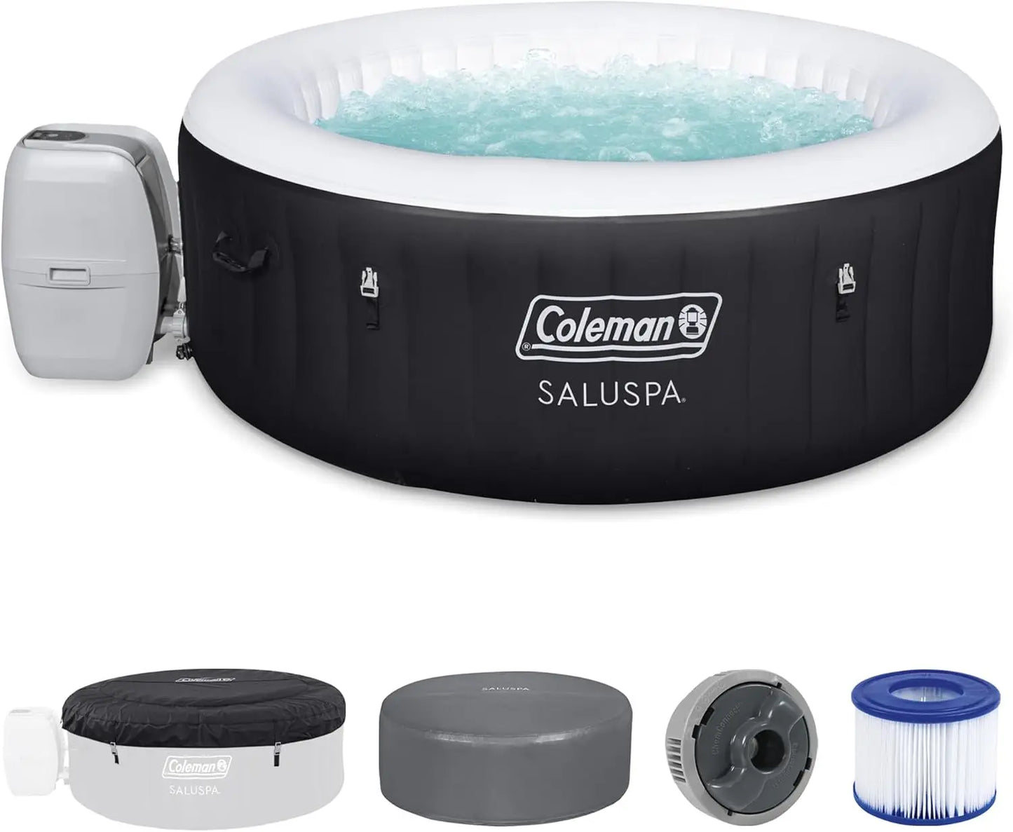 Coleman Large Circular Inflatable Hot Tub for 2 To 4 People, Portable Outdoor Spa Pool with 120 AirJets and EnergySense Covers FREE Shipping