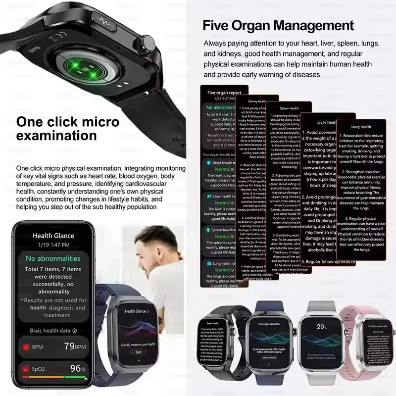 Micro Physical Examination Smart Watch For Men Uric Acid Body Fat Five Organ Health Watches Bluetooth Call SmartBracelet FREE Shipping