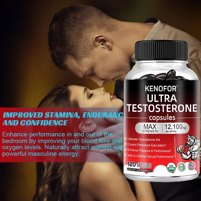 MEGA MEN ULTRA TESTOSTERONE Men's Fitness Enhancer - Supports Improved Efficiency, Speed, Strength, Fatigue Relief, Increased Muscle Mass, 120 Capsules FREE SHIPPING