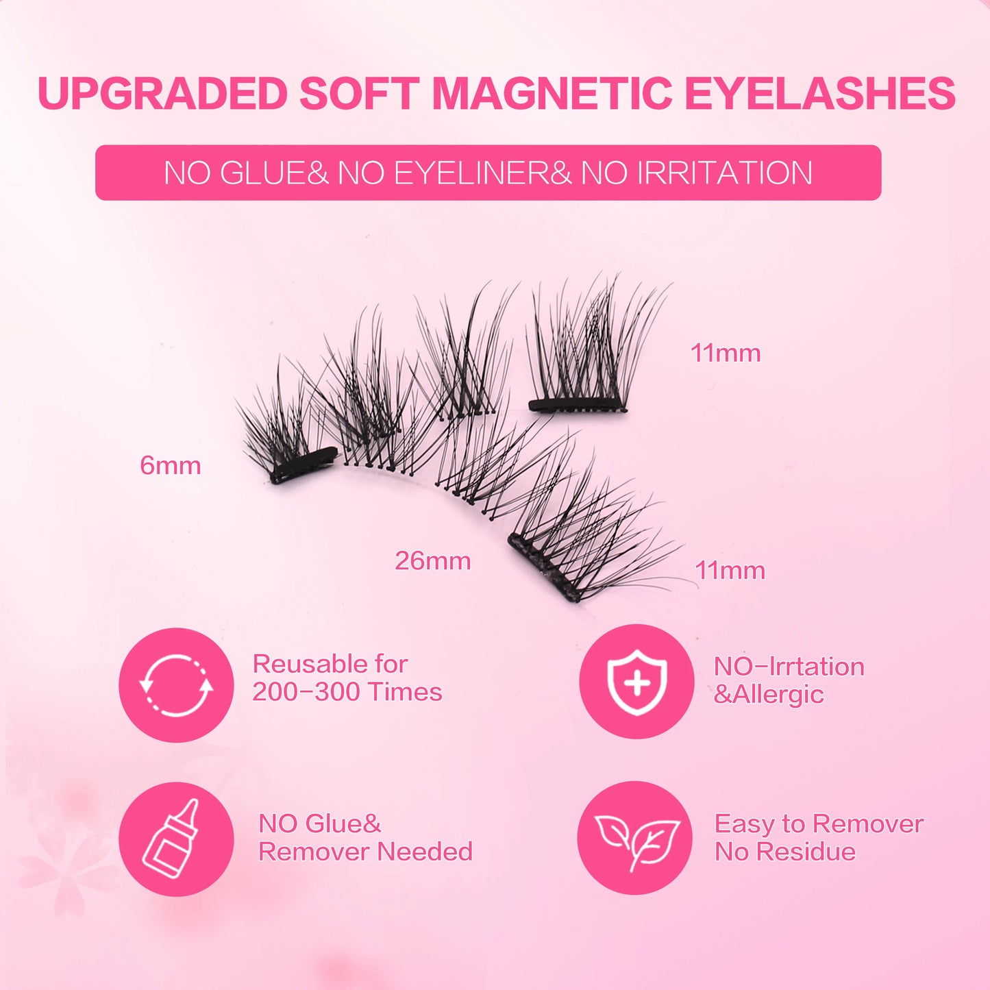 FindLove Fox Eye Lashes Magnetic Eyelash Kit No Glue Need Eyelashes with Applicator Natural Soft Thick Glue-free False Eyelashes