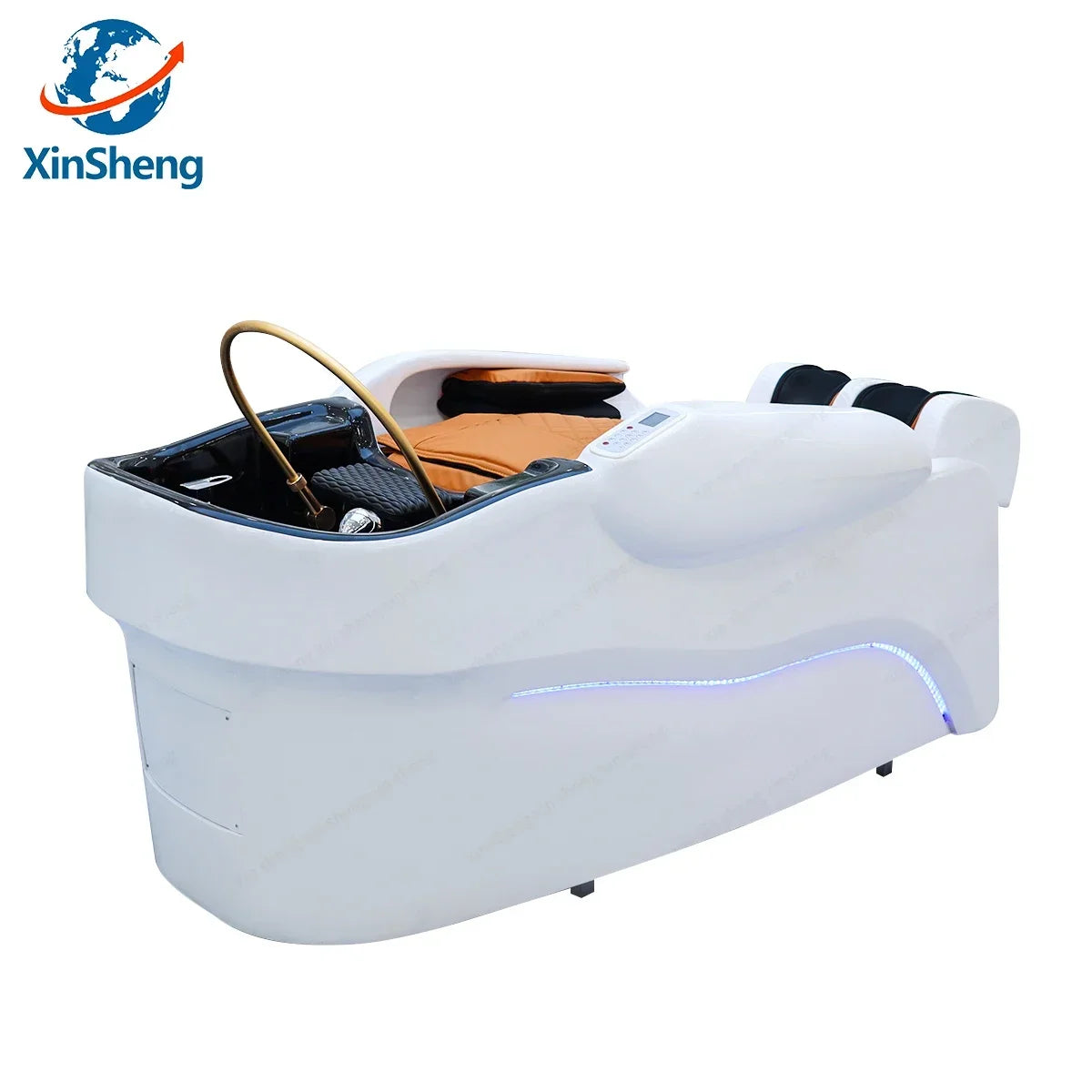 2025 Modern Design Japanese Head Shampoo Chair and Massage Bed with Wash Basin and Ceramic Sink for Barber Salon FREE Shipping