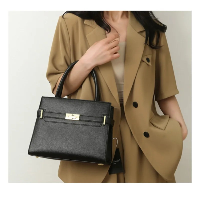 Women's soft leather handbag simple small square bag casual women's bucket bag fashionable single shoulder crossbody bag FREE Shipping