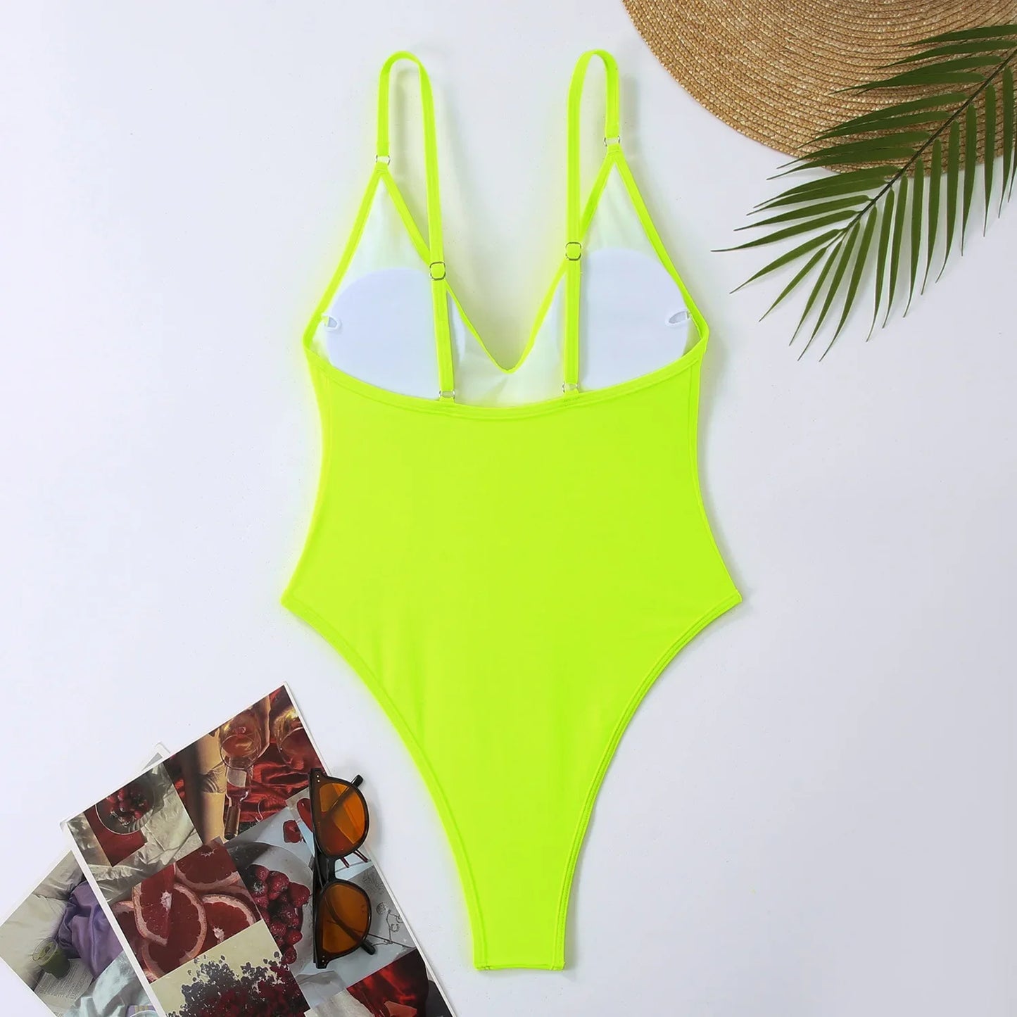 New Sexy One Piece Swimsuit Women Summer Holiday Swimwear Thong Monokini Bathing Suit 2024 Mujer Micro Bikini Solid Neon Yellow FREE shipping