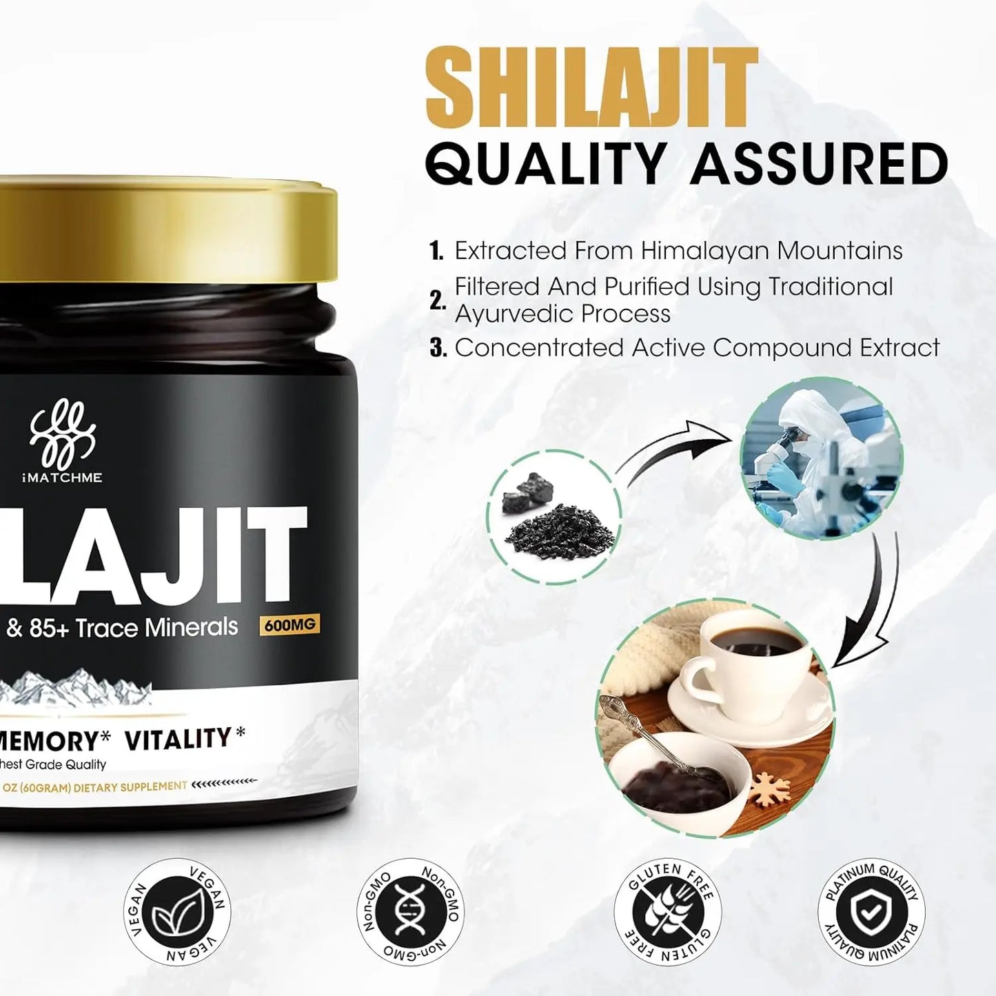 Shilajit Pure Himalayan Organic Resin - Gold Grade Shilajit Resin with Fulvic Acid & 85+ Trace Minerals Complex for Energy Free Shipping