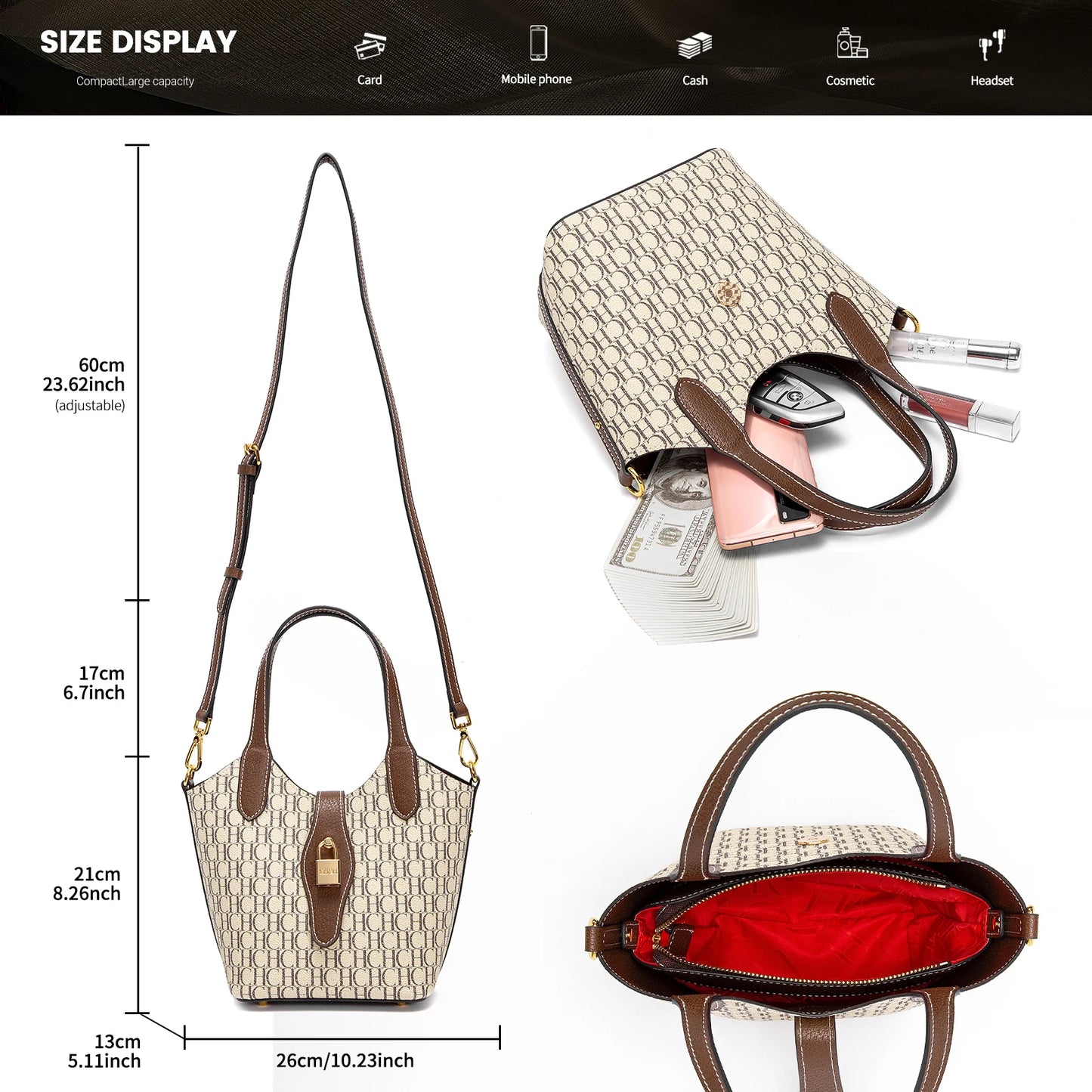 Carolina Herrera Women's Handbag Autumn New Collection Simple Women's Vegetable Basket Handbag FREE Shipping