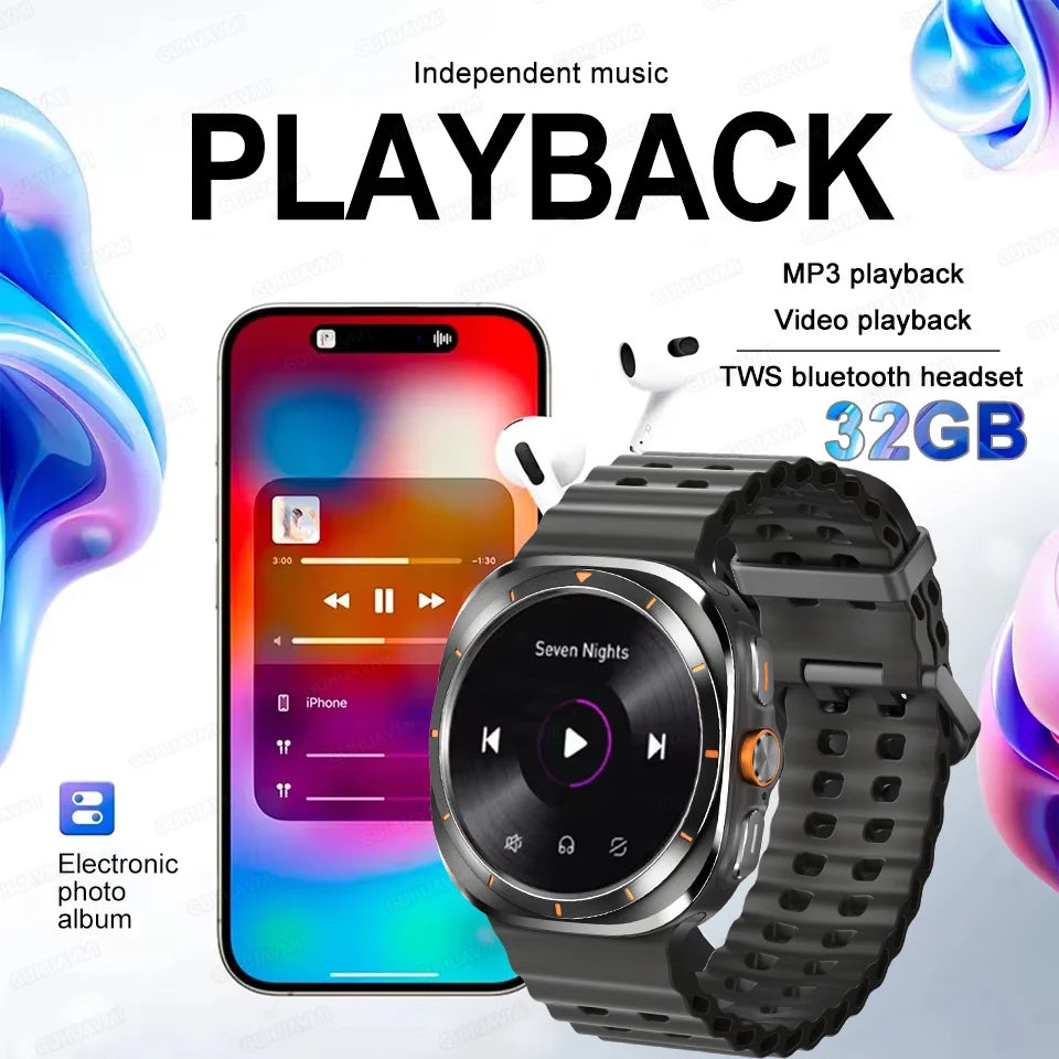New Galaxi Watch 7 Ultra Smart Watch Men 32GB Memory Video GPS NFC 47mm AMOLED Fitness Tracker Health Smartwatch For Samsung