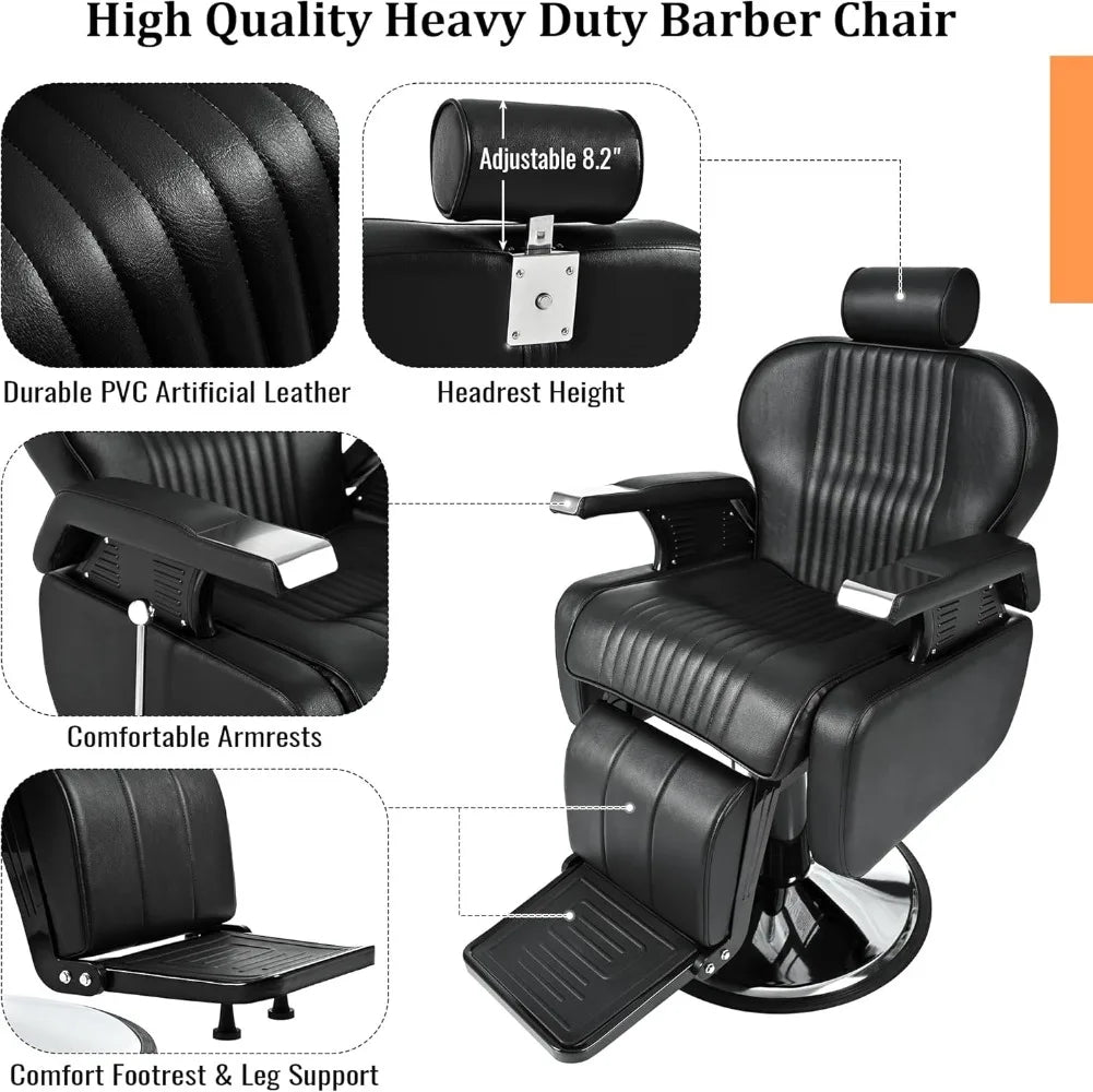 Reclining Barber Chair,Heavy Duty Beauty Shampoo Barbering Chair ReclineHeight Adjustable, Load Capacity FREE Shipping