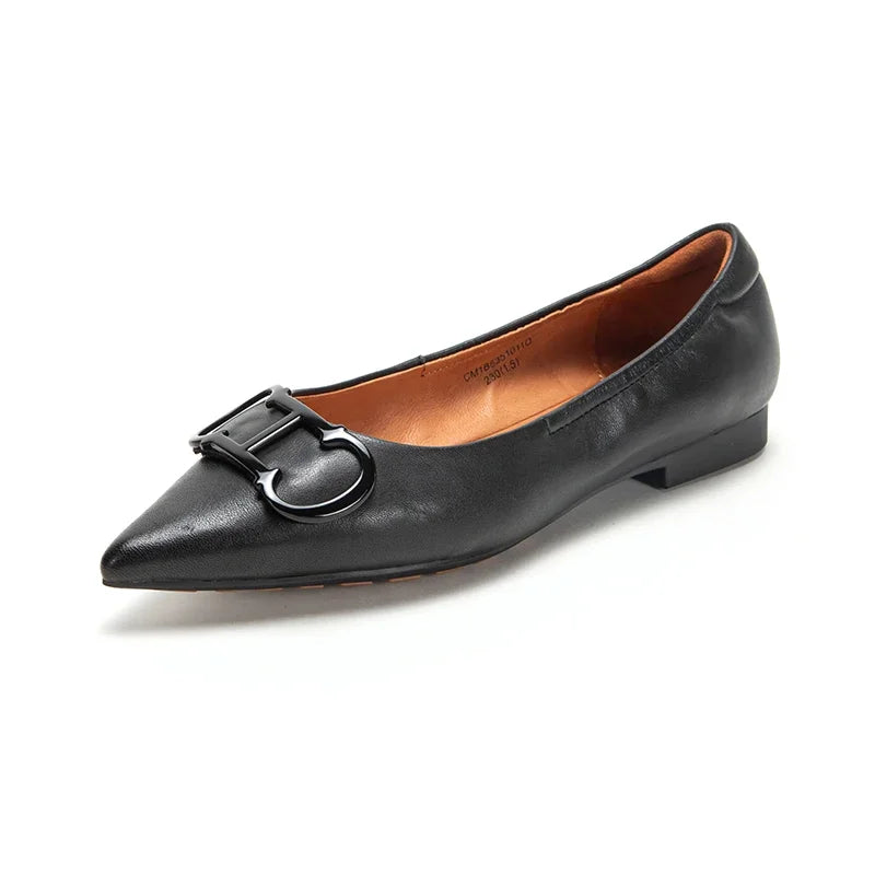 Pointed Toe Design Pure Simple Women's Flat Shoes Wear Comfortable Fashion Solid Women's Casual Shoes Vintage Classic