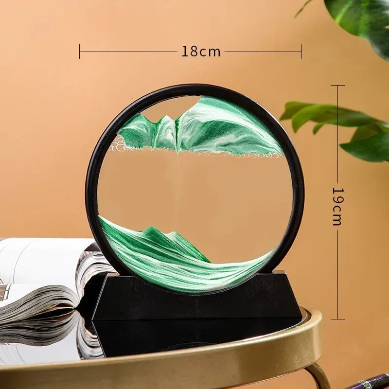 3D Hourglass Quicksand Moving Sand Art Picture Round Glass Deep Sea Sandscape Craft Flowing Painting Office Home Decor Gift FREE SHIPPING