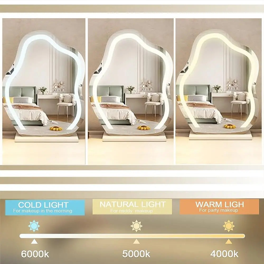 Tabletop Cosmetic Makeup Mirror with Led Lights Lighted Vanity Touchable Dimmable Multi-color Cloud Mirrors With stand FREE SHIPPING