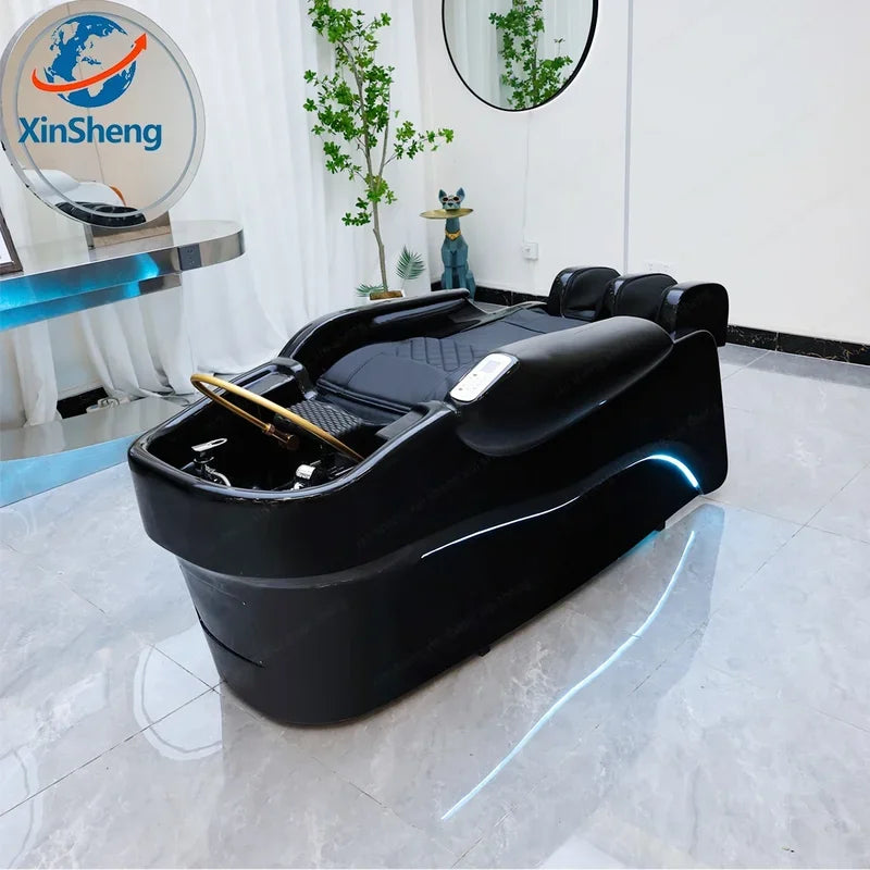2025 Modern Design Japanese Head Shampoo Chair and Massage Bed with Wash Basin and Ceramic Sink for Barber Salon FREE Shipping