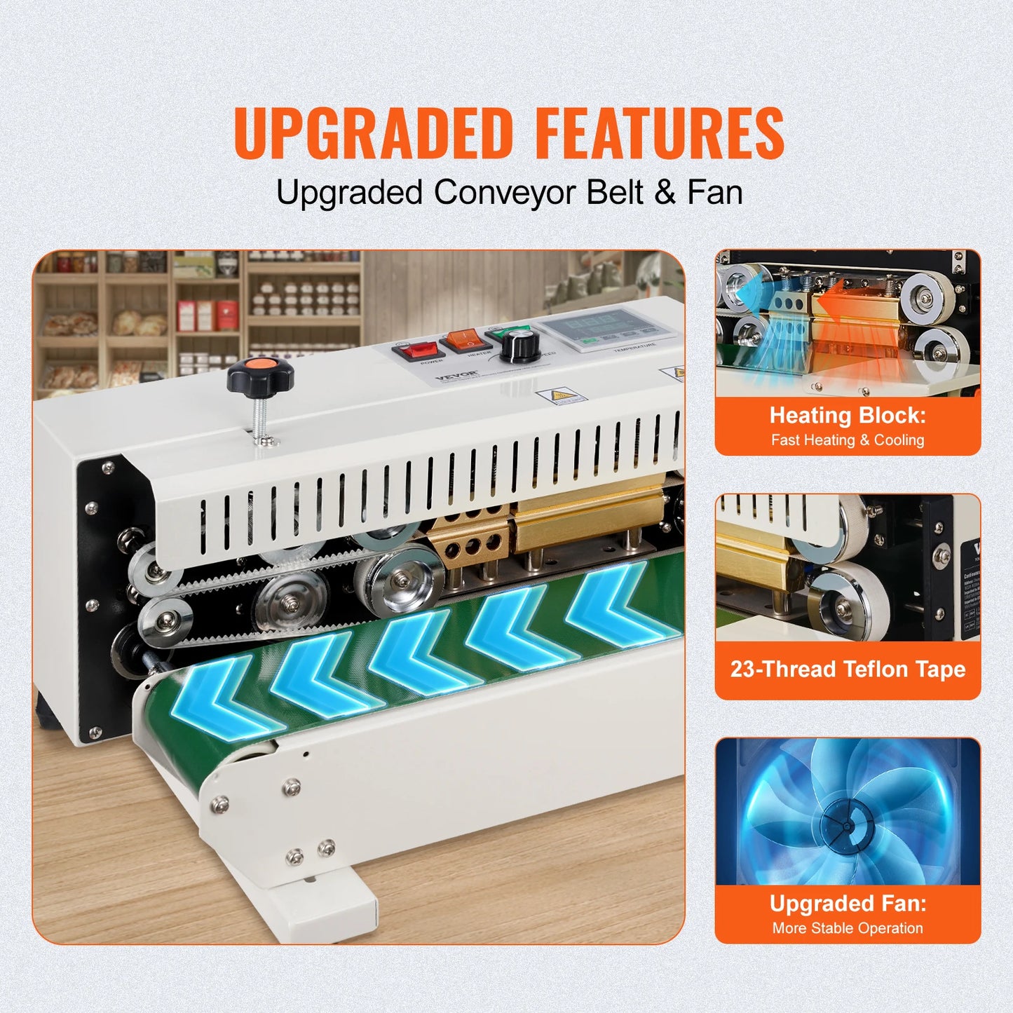VEVOR Horizontal Bag Band Sealing Machine Continuous Band Sealer Machine Carbon Steel for 0.02-0.8 mm Plastic Bags Films FREE SHIPPING