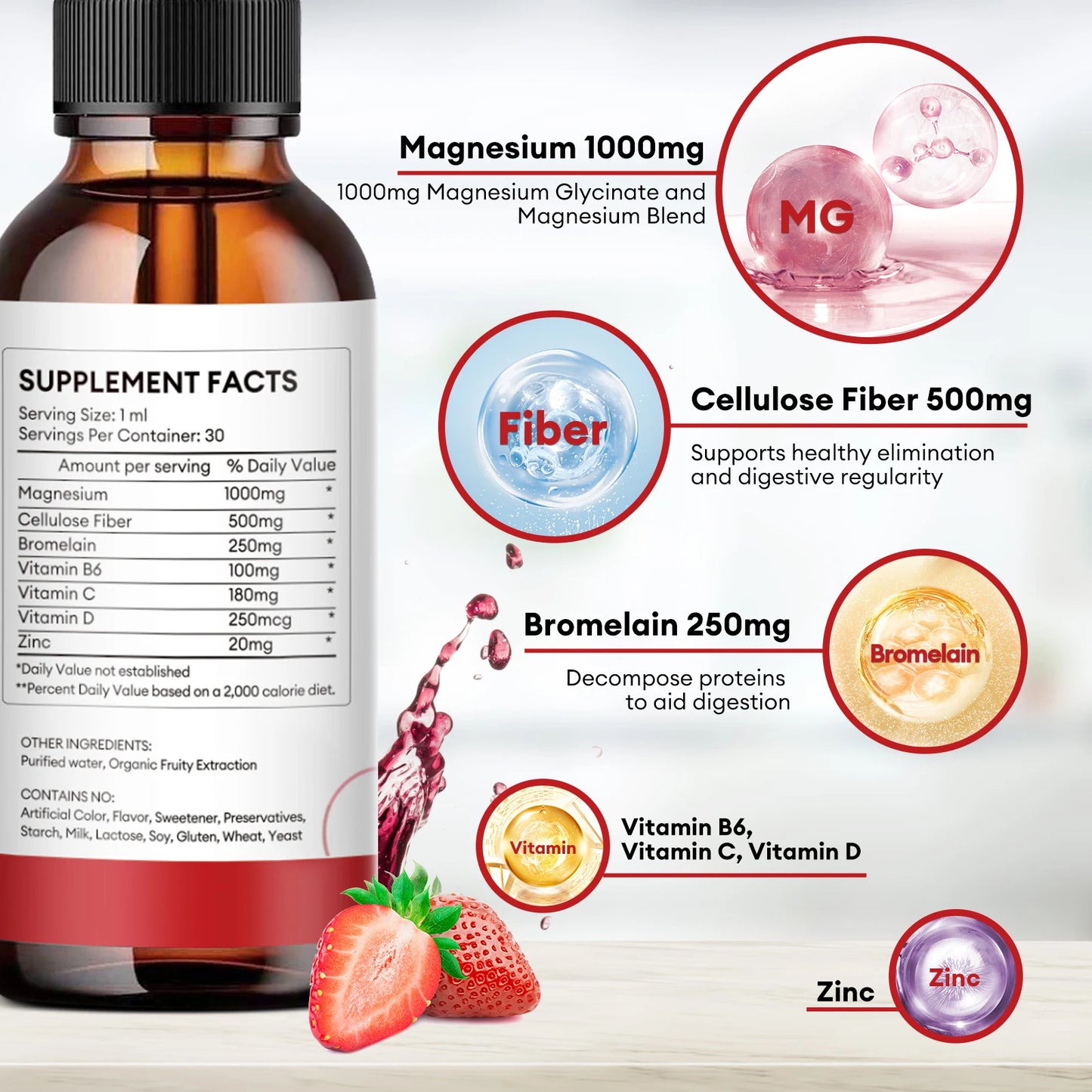Magnesium Glycinate Liquid Drop, Sleep Support Vegan Non-GMO 30Ml Free Shipping