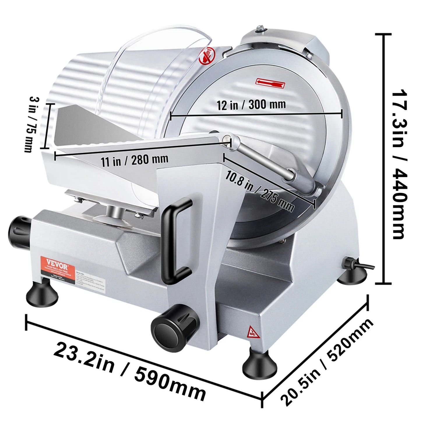 VEVOR Meat Slicer 200W/240W/320W/340W Electric Deli Food Slicer Adjustable Thickness for Commercial and Home Use Cut Meat Cheese