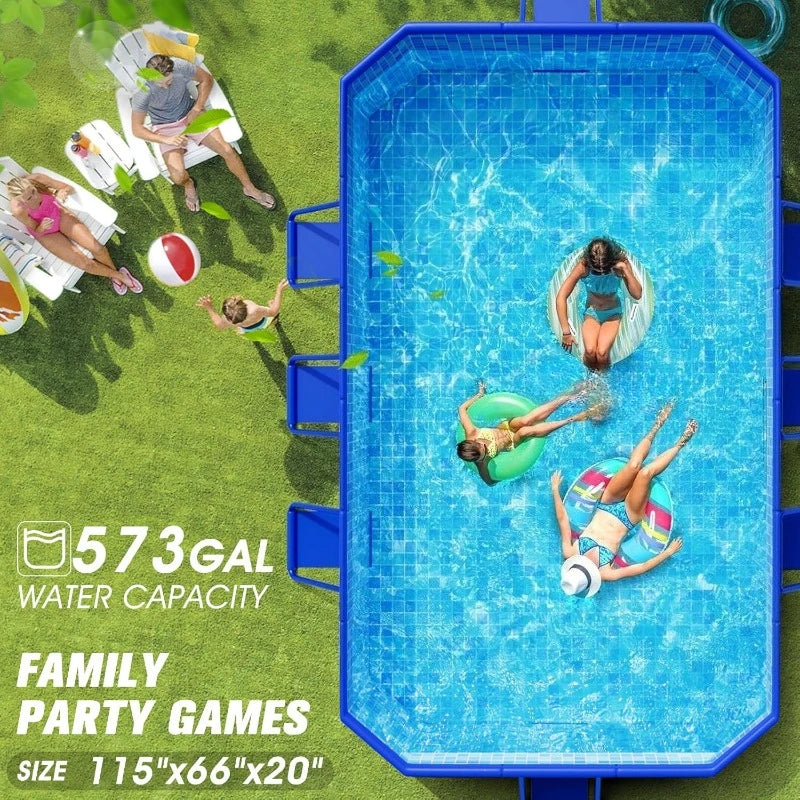 Foldable Pool, Large Non-Inflatable Swimming Pool For Kids,Adult Collapsible Pools Hard Plastic Shell, Oversized Thickened,Portable Folding Kids Pools for Backyard-Mosaic Design- 106"x66"x20" FREE SHIPPING