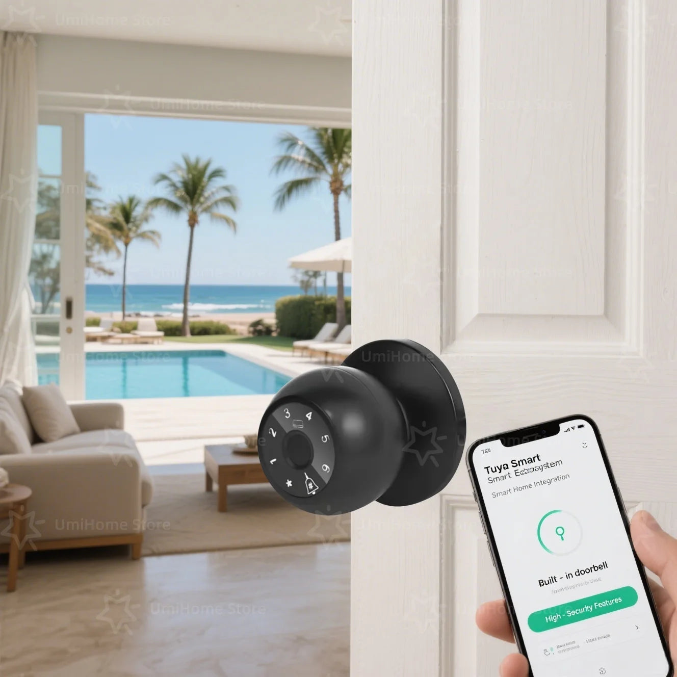 Tuya Smart Door lock Remote Control Smart Fingerprint Password IC Card Ball Lock Dead Bolt For Indoor Home Wooden Metal Door FREE Shipping