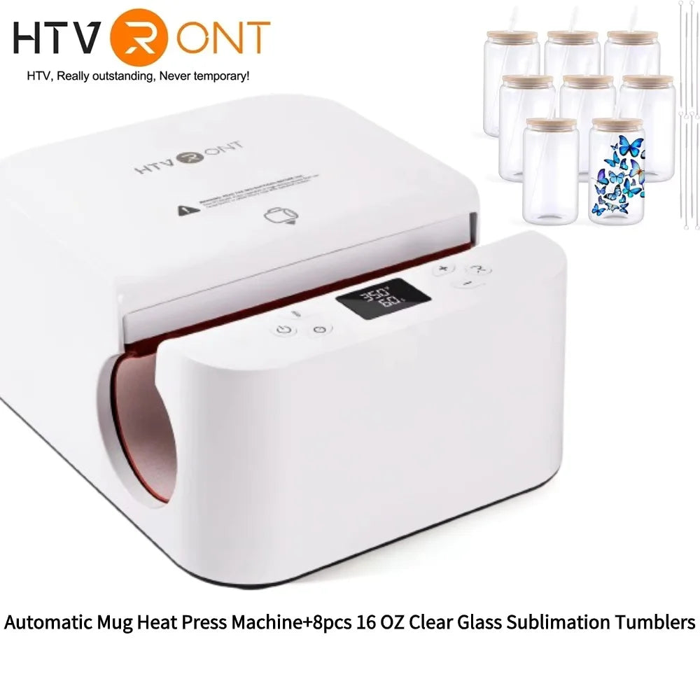 HTVRONT Automatic Mug Heat Press Machine DIY Sublimation Auto Pressure Tumbler Heat Press+11-20 OZ Sublimation Tumblers Cups