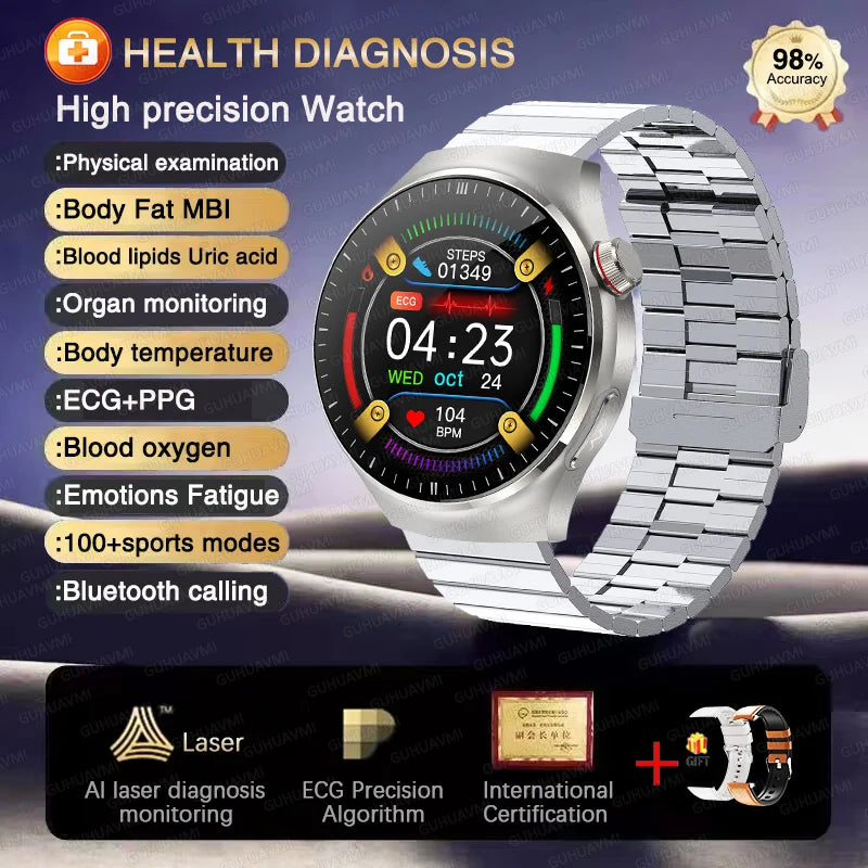 2025 High precision ECG Uric Acid Blood Fat Smart Watch Men Body Fat Blood pressure Heart rate Pulse For HUAWEI Health Watches FREE Shipping