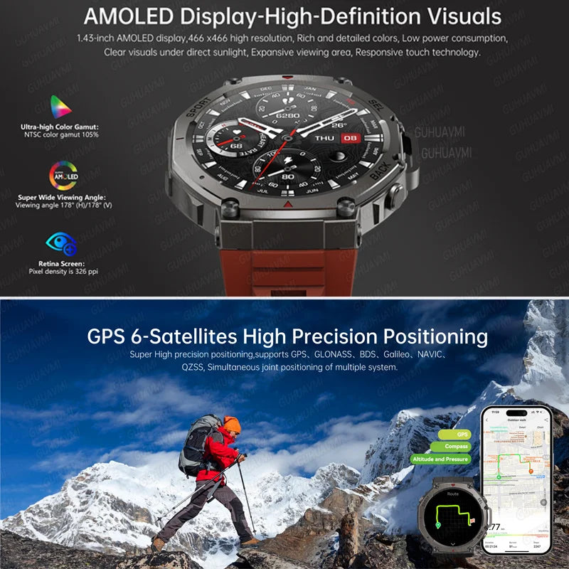 T-Rex 3 GPS Smart Watch 10ATM Waterproof Built-in Dual-band GNSS Compass Military Sport Smartwatch Men 2025 New For Xiaomi Ultra FREE Shipping