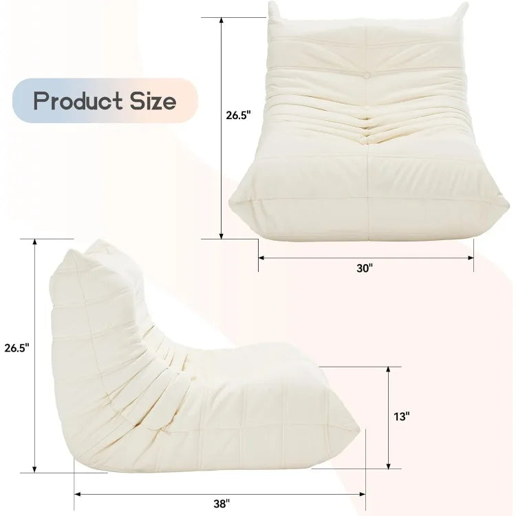Giant Bean Bag Chairs, Memory Foam Lounge Chairs with Ergonomic Design, Synthetic Leather Bean Bag Sofa for Living R Free Shipping