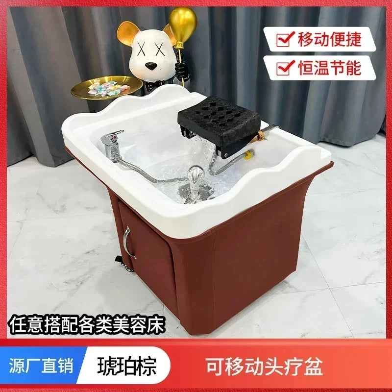 Head Spa Shampoo Chair Hair Salon Portable Small Hair Washing Station Chair Move Therapy Lettino Massaggio Furniture MQ50SC FREE shipping