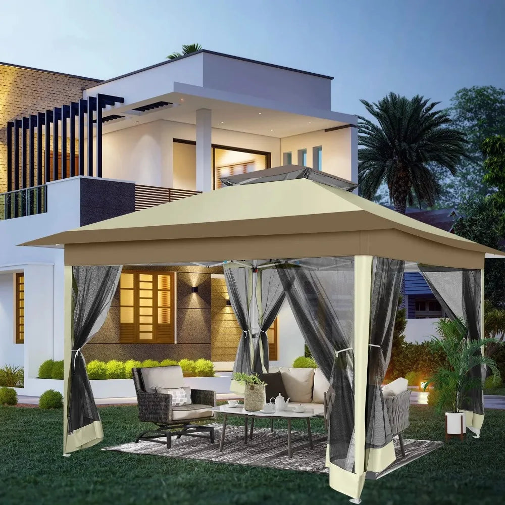 12x12 outdoor gazebo Pop-up gazebo canopy with mosquito net patio tent backyard canopy FREE Shipping