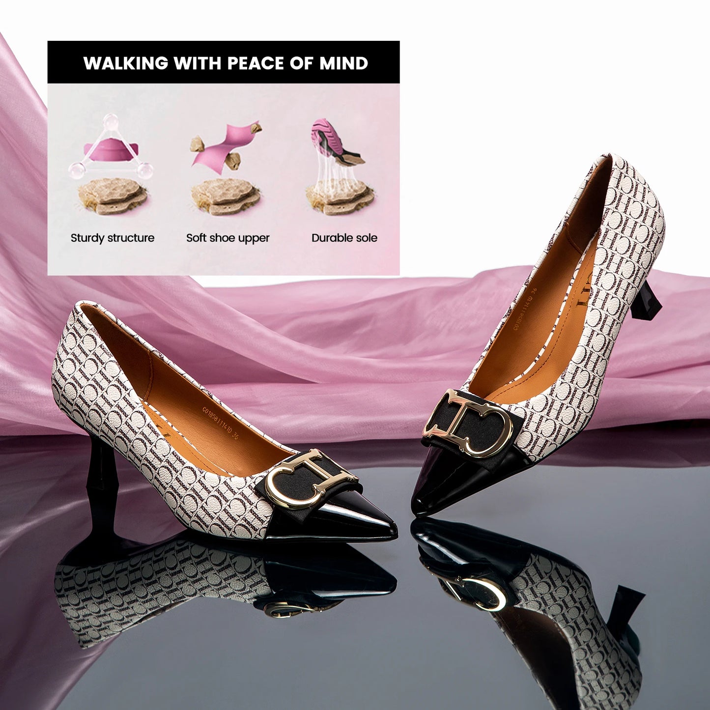 Classic Style Letter Print Design Women's High Heels Fine Workmanship Simple Versatile Fashion Women's Single Shoes FREE SHIPPING