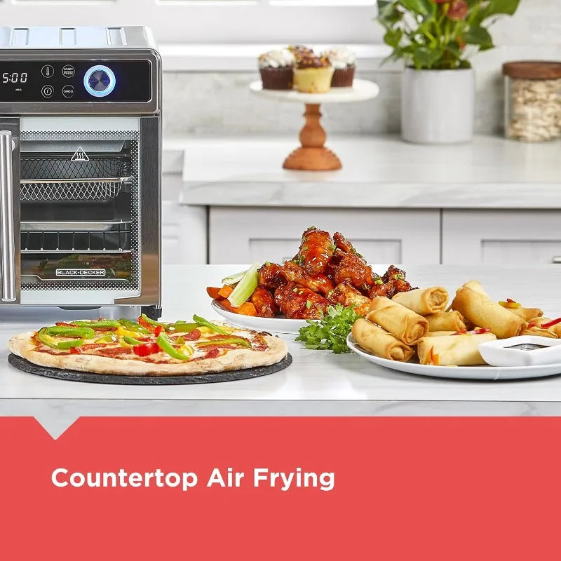 BLACK+DECKER Crisp 'N Bake Air Fryer Toaster Oven Combo, 12 in 1 Countertop Convection Oven Cooks Food Fast, Fits a Whole Pizza FREE Shipping