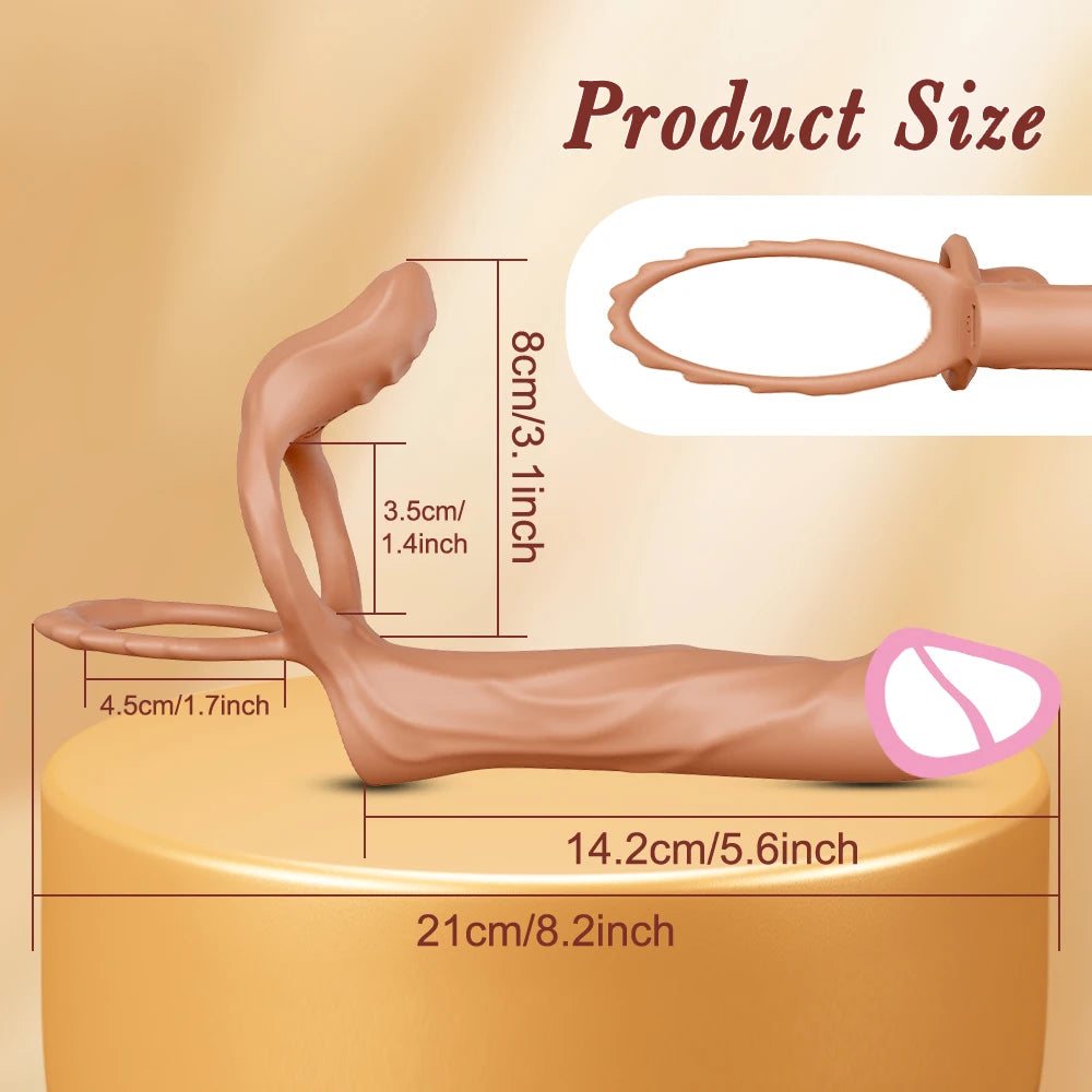 Double Penetration Vibrator for Couple Penis Ring Semen Cock Ring Penis Enlargement Delayed Vibrating Sex Toys for Men Adult FREE Shipping