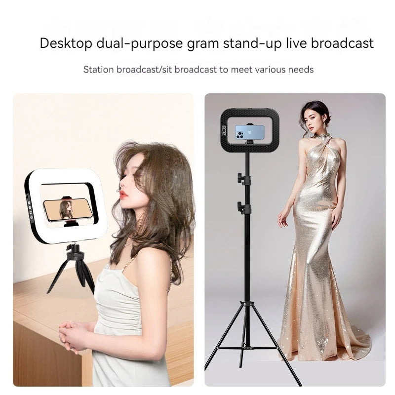 New Handheld Ring LED Rechargeable Fill light Portable Mobile Phone Live Broadcast Photography Desktop Rabbit Cage Selfie Light FREE Shipping