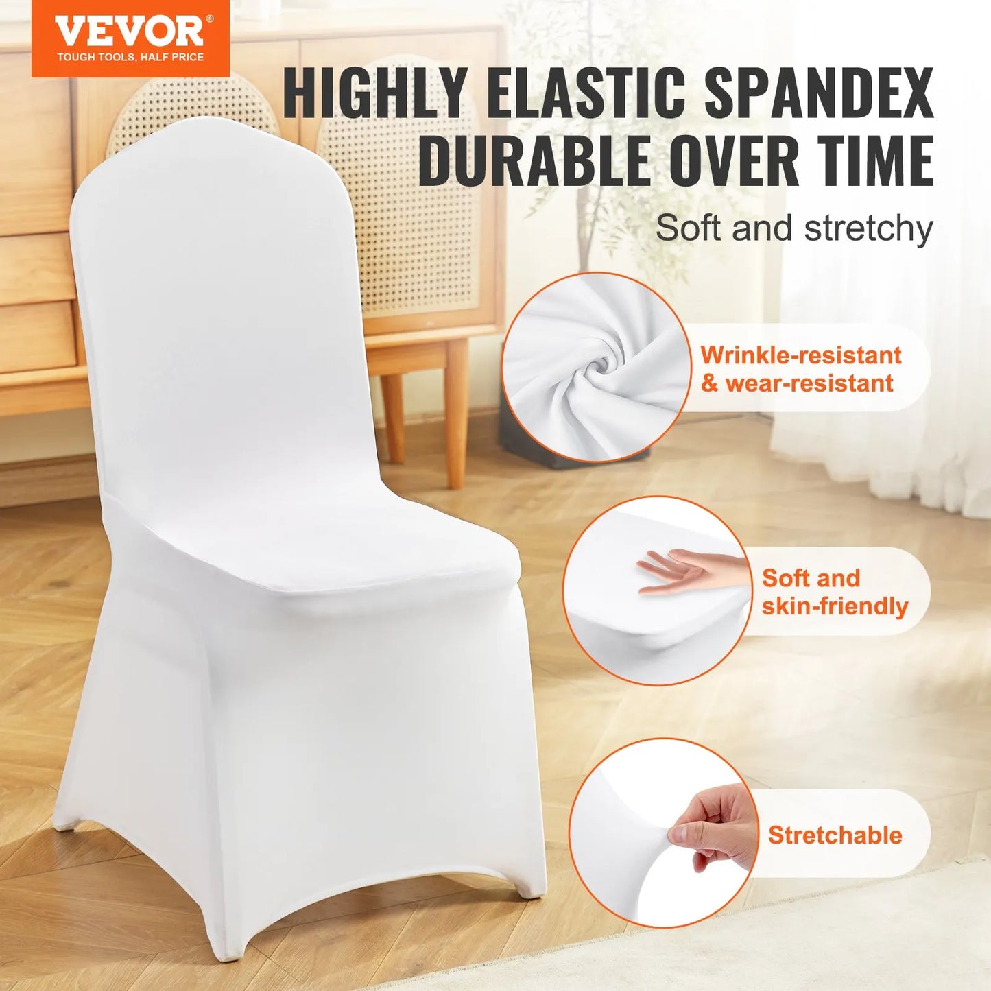 VEVOR 50Pcs Chair Cover Wedding Chair Covers Spandex Stretch Slipcover for Restaurant Banquet Hotel Dining Party Universal Cobertor de sillas fundas FREE Shipping