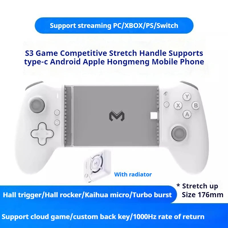 Memo S3 Gamepad Type-C Mobile Phone Controller Hall Effect Stretching Handle Stick Joystick Android Ps Cloud Game Customized PES Mobile FIFA Call of Dutty FREE Shipping