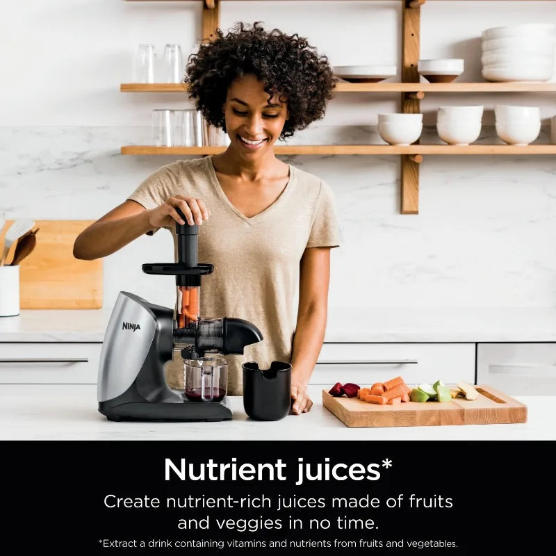 Ninja Cold Press Juicer Pro Powerful Slow Juicer, Total Pulp Control, Cloud Silver, JC100, 150 watts FREE Shipping