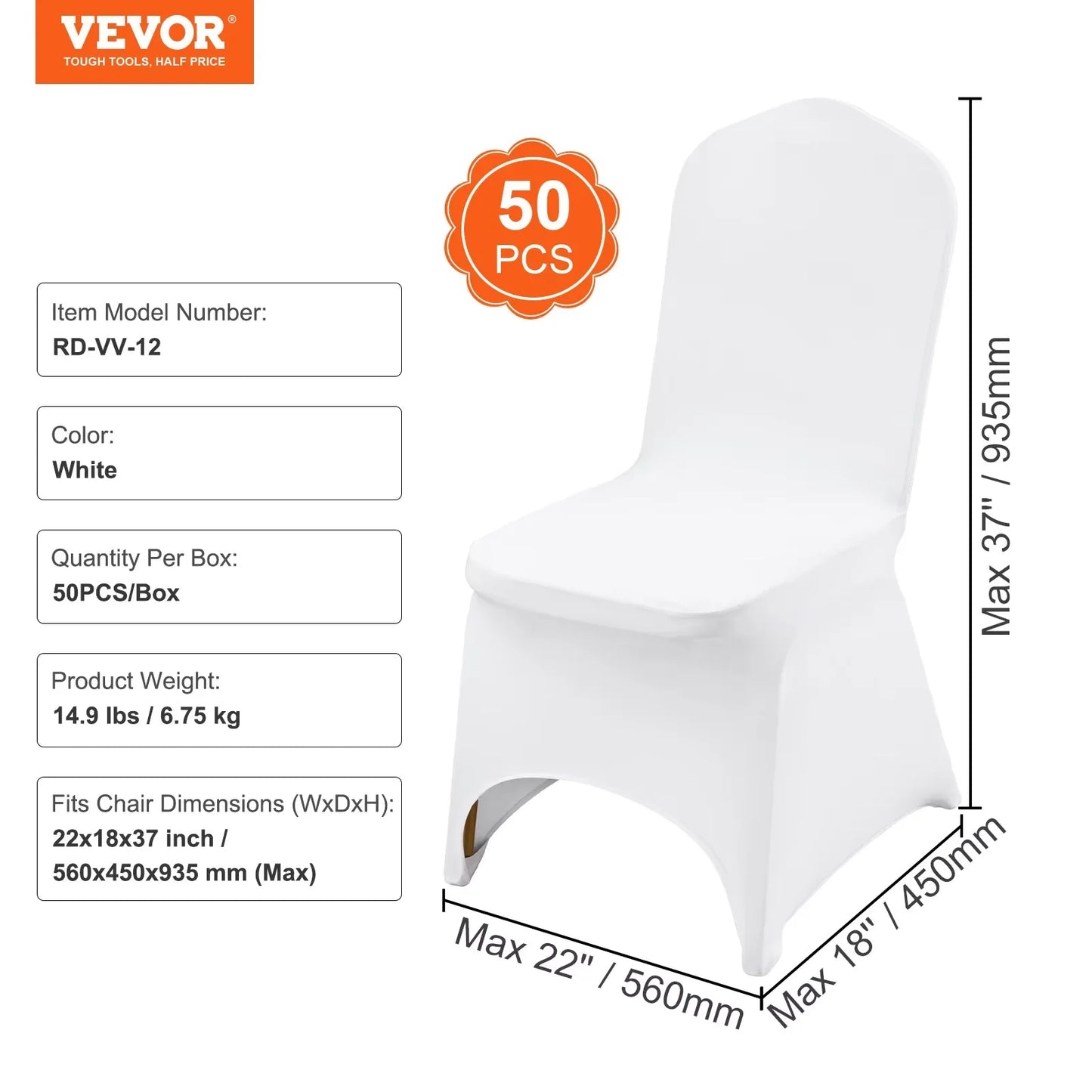 VEVOR 50Pcs Chair Cover Wedding Chair Covers Spandex Stretch Slipcover for Restaurant Banquet Hotel Dining Party Universal Cobertor de sillas fundas FREE Shipping