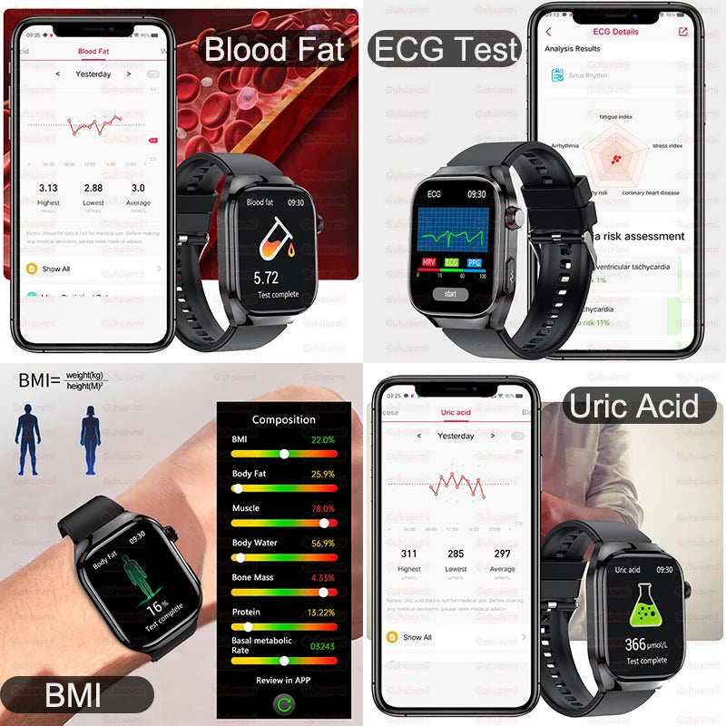 Micro Physical Examination Smart Watch For Men Uric Acid Body Fat Five Organ Health Watches Bluetooth Call SmartBracelet FREE Shipping