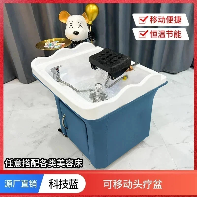 Head Spa Shampoo Chair Hair Salon Portable Small Hair Washing Station Chair Move Therapy Lettino Massaggio Furniture MQ50SC FREE shipping