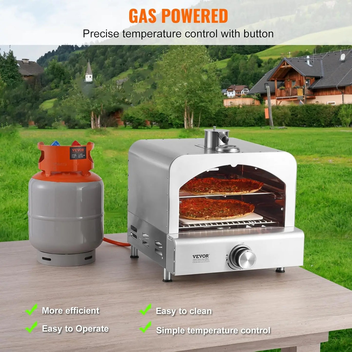 Outdoor Pizza Oven, 2-IN-1 Gas Pizza Maker & Grill, Propane Griller with Pizza Stone, Visual Door and Built-in Thermometer FREE SHIPPING