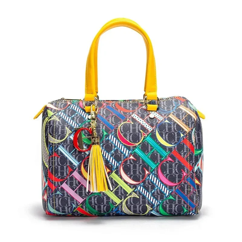 CH Women's Handbags 2024 Spring New Women's Commuter Crossbody Bag Bronze Fashion Luxury DesignColorful Printed Monogram
