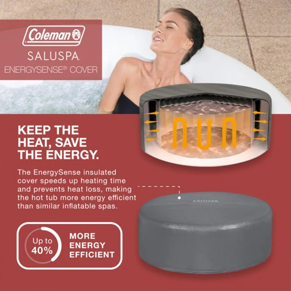 Coleman Large Circular Inflatable Hot Tub for 2 To 4 People, Portable Outdoor Spa Pool with 120 AirJets and EnergySense Covers FREE Shipping