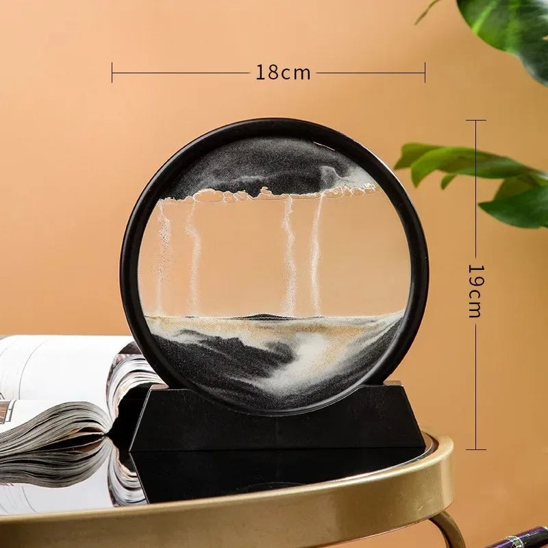 3D Hourglass Quicksand Moving Sand Art Picture Round Glass Deep Sea Sandscape Craft Flowing Painting Office Home Decor Gift FREE SHIPPING