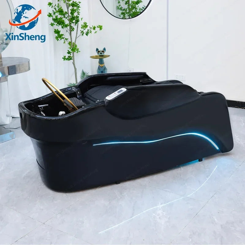 2025 Modern Design Japanese Head Shampoo Chair and Massage Bed with Wash Basin and Ceramic Sink for Barber Salon FREE Shipping