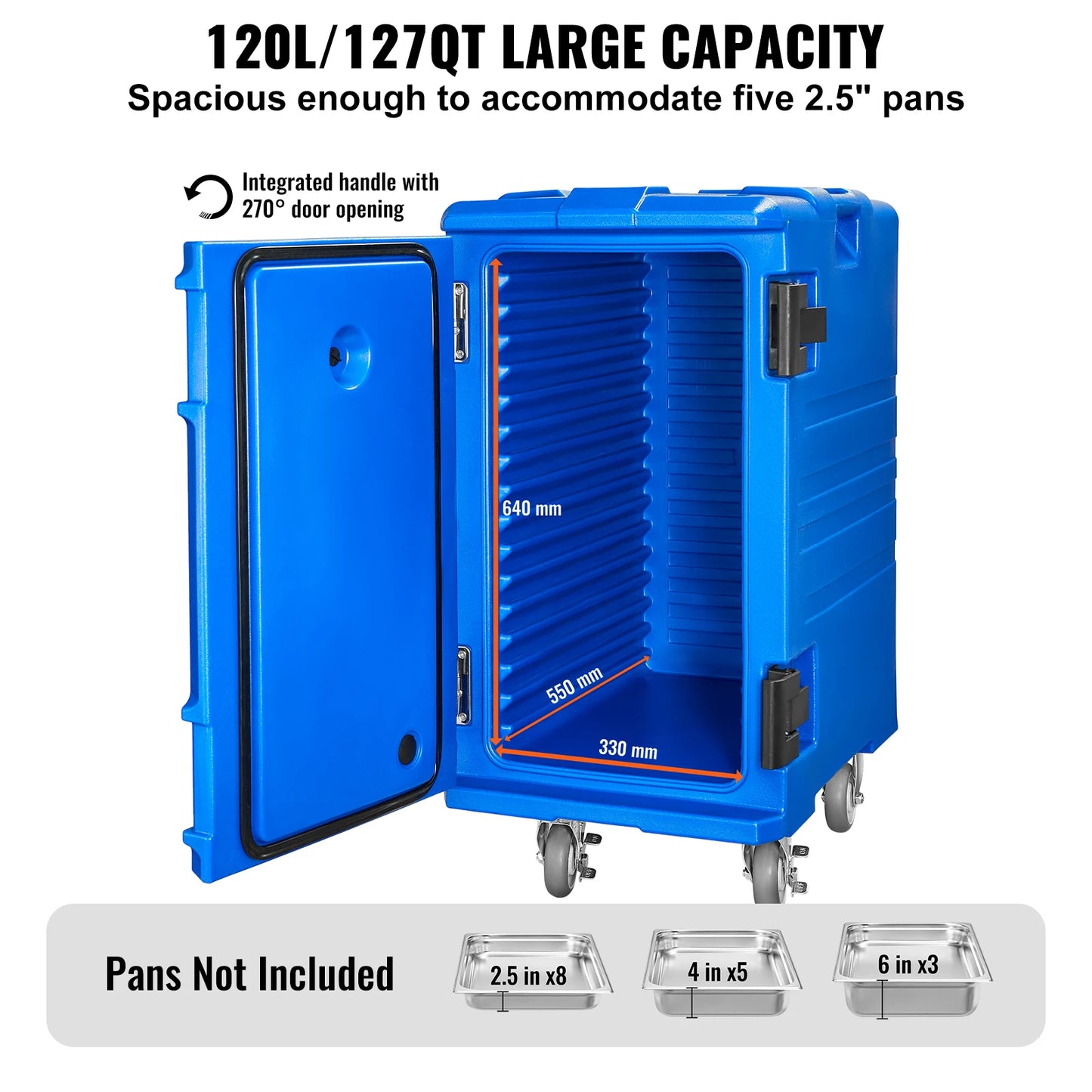 VEVOR SucceBuy75-120 L Insulated Food Pan Carrier Food Box Front Loading Food Warmer with Handle&Double Buckles for Restaurant Canteen FREE Shipping