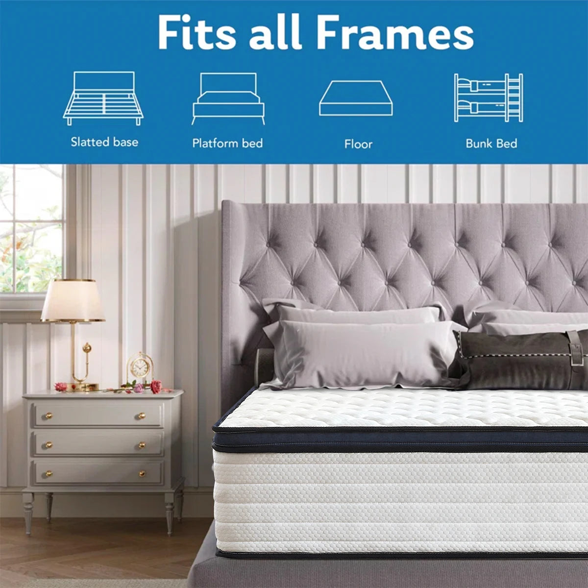 Queen Size Mattress Gel Memory Foam Hybrid Mattress , Pressure Relief, Medium Firm Comfort, Motion Isolation, Mattress in a box FREE SHIPPING