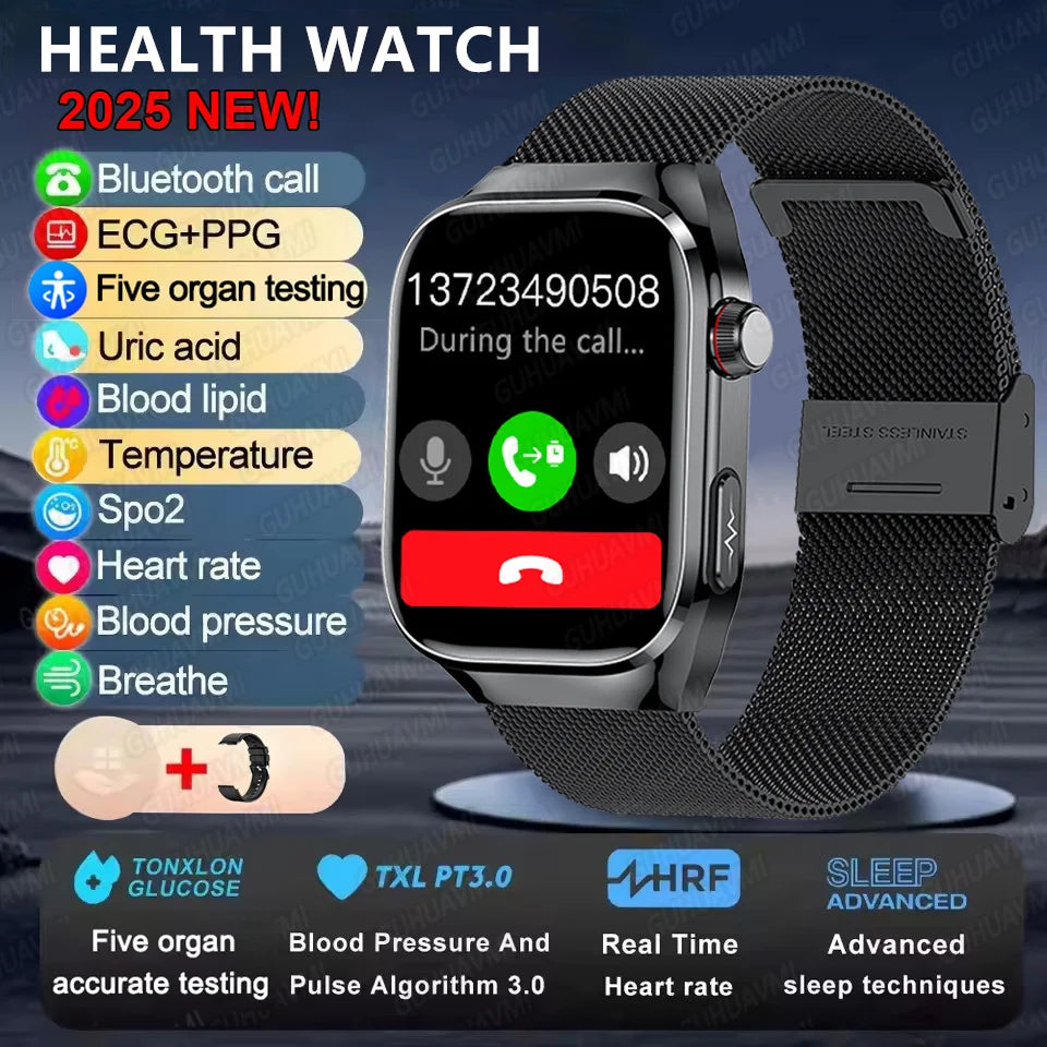 Micro Physical Examination Smart Watch For Men Uric Acid Body Fat Five Organ Health Watches Bluetooth Call SmartBracelet FREE Shipping