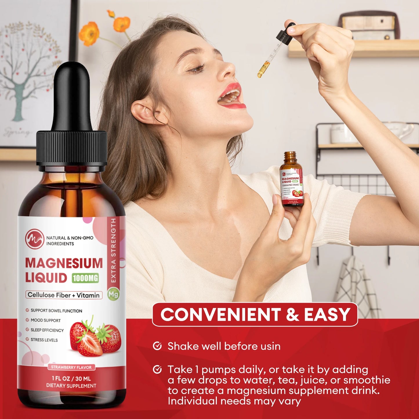 Magnesium Glycinate Liquid Drop, Sleep Support Vegan Non-GMO 30Ml Free Shipping