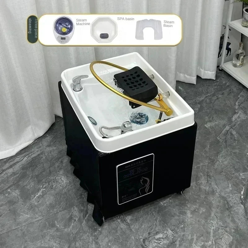 Head Spa Shampoo Chair Hair Salon Portable Small Hair Washing Station Chair Move Therapy Lettino Massaggio Furniture MQ50SC FREE shipping
