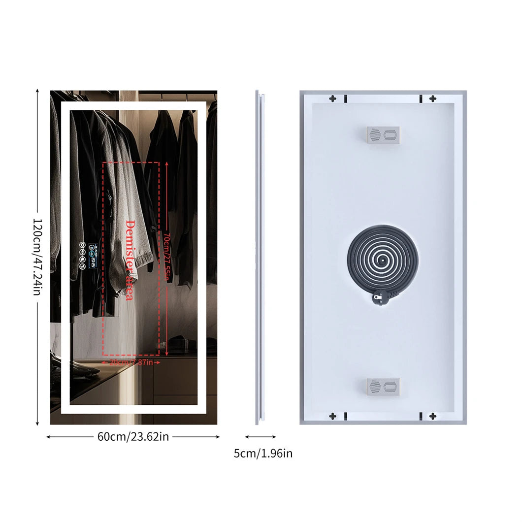 XXL Bathroom Mirror Smart LED Vanity Mirror Wall Mounted with Bluetooth, Digital Display, Back Front Lit,Anti Fog for Hotel Hall FREE Shipping